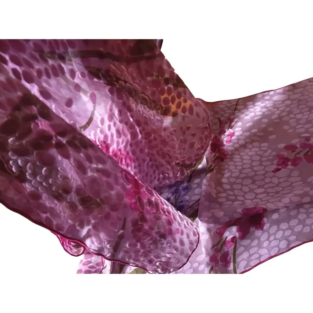 Burn out scarf lavender floral Velvet on chiffon